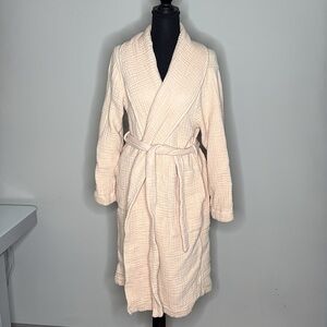 Skin Worldwide Cotton Long-Sleeve Robe in Ballet Pink Size 4 (Women's XL)